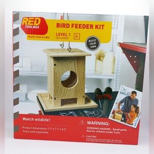 Red Toolbox Hanging Bird Feeder Level 1 Carpentry Kit Quality Work together NIB‎